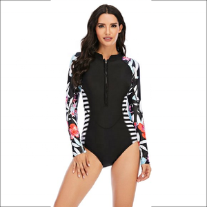 2022 gros fermeture éclair imprimé intelligent décontracté Nylon/coton vêtements de Fitness femmes Rush Guard ensembles conception personnalisée Logo tailles personnalisées - Product Image 1