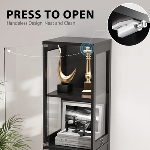 Meuble de rangement moderne en bois massif à 4 niveaux avec éclairage LED et vitrine anti-poussière pour chambre et salon – Présentoir compact pour figurines - Product Image 3