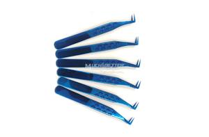 100% pinces à cils professionnelles en acier inoxydable faites à la main avec une prise serrée parfaite de couleur plasma bleu - Product Image 3