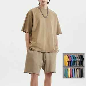 Short de sport d'été surdimensionné à séchage rapide en tissu 100% coton pour hommes, impression personnalisée, logo brodé, ensembles jumeaux, style formel - Product Image 1