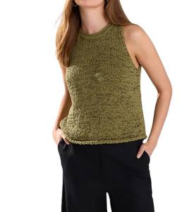 Nueva llegada diseñador de las mujeres de corto Crop Tank Top de alta calidad Sexy acanalado cuello redondo sin mangas Color sólido transpirable de secado rápido - Product Image 1