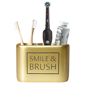 Latest Arrival Golden Color Modern Look Metal Wall Mounted/standing Tooth <b>Brush</b> Holder for Home Hotel Bathroom Usage Accessories - Product Image 1