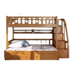 Litera moderna y elegante Litera de madera maciza de teca Cama doble con escalera y cajones de alta calidad - Product Image 1