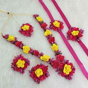 ชุดเครื่องประดับสร้อยคอแบบอินเดียชุดเครื่องประดับแฮนด์เมดลายดอกไม้ Haldi ชุดเครื่องประดับแฟชั่นอินเดียสำหรับผู้หญิงจากผู้ผลิตอินเดีย - Product Image 3