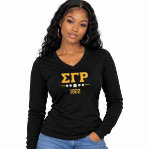 Camiseta Personalizada de Manga Larga para Mujer de Sigma Gamma Rho, Cuello Redondo, Informal, de Algodón, con Logotipo Personalizado de la Hermandad - Product Image 1