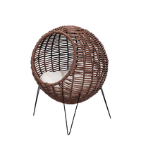 Lit pour animaux de compagnie en rotin surélevé chat chien maison ronde accessoires pour animaux de compagnie fabriqués à partir de matériaux naturels et décoration de la maison élégante, vente en gros.
