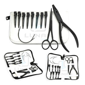 Mejor para el estilista Kit de cuero de PVC blanco Embalaje Kit de herramientas de extensión de cabello en color negro mate - Product Image 6