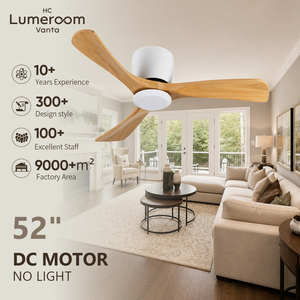 Ventilateur de plafond en bois massif de style farmhouse de 52 pouces sans lumière avec télécommande, ventilateur silencieux à moteur DC réversible à montage encastré - Product Image 2
