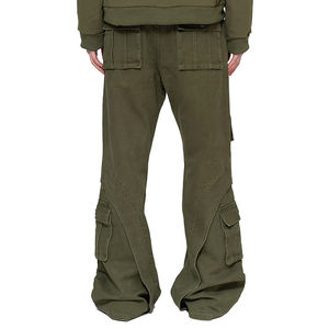 Pantalones cargo informales holgados con bolsillos y cordón para hombre, pantalones de cintura de color beige con logotipo y tamaño personalizados, 2024 - Product Image 3
