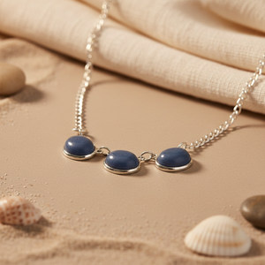 Collier en argent 925 avec pierre précieuse bleue pour femmes, parfait pour un usage quotidien et un cadeau - Product Image 2