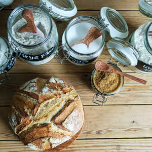 Ustensiles de cuisine essentiels cuillère à café en coco naturel cuillère à farine cuillères à poudre en bois de noix de coco en gros - Product Image 6