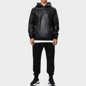 Sweat à Capuche en Faux Cuir Surdimensionné pour Hommes, Manches Longues, Poche Kangourou, Personnalisé, Grande Taille - Product Image 4