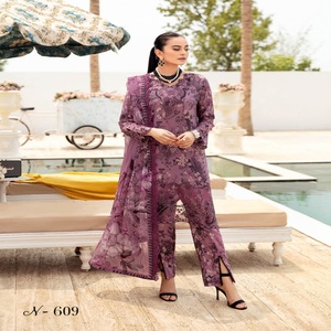 Eid saled ชุดเดรสทำงานปักลายสามชิ้นสำหรับผู้หญิงอินเดียและปากีสถาน - Product Image 2