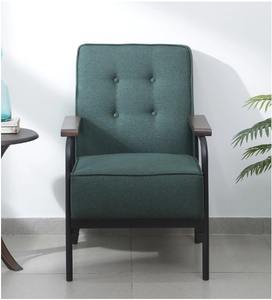 Sofá Otaru moderno de 1 plaza con terminales metálicos de madera con acabado Kale para hoteles, salas de estar, villas, Apartamentos - Product Image 1