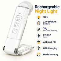 Lampe de lecture LED rechargeable par USB avec batterie 500 mAh, 3 modes d'éclairage, 5 niveaux de luminosité et fonction de mémoire de mode