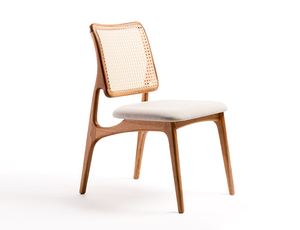 Chaise de salle à manger en rotin noir haut de gamme vintage moderne en bois massif pour villa hôtel appartement pour salon ou restaurant - Product Image 6