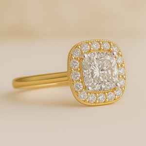 Luxe 14k or jaune 1ct coupe ronde laboratoire cultivé Moissanite éternité bague de fiançailles de mariage pour les femmes - Product Image 1