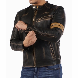 Vestes en cuir de toile de haute qualité pour hommes avec service OEM personnalisé de conception de patchwork - Product Image 4