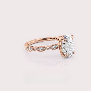 Anillo de Compromiso con Diamante Ovalado Creado en Laboratorio, Certificado por IGI, Oro Amarillo/Rosa y Blanco de 14k, Estilo Vintage - Product Image 2