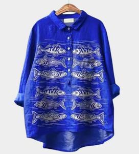 2025 nuova camicetta <span class=keywords><strong>da</strong></span> <span class=keywords><strong>donna</strong></span> estiva elegante, comoda, Casual, ampia e colorata con colletto arrotolato stampato - Product Image 5