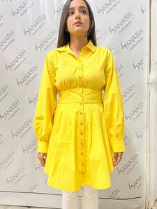 Chic marque femmes 100% coton couleur unie à manches longues chemise de haute qualité Style de fête fabricant indien tissé méthode de tissage - Product Image 5