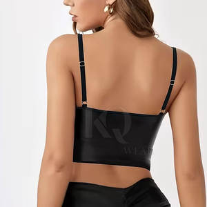 Soutien-gorge en cuir élégant pour femme, grande taille, léger, avec fermeture dorsale réglable, finition lisse, logo frontal, maintien élevé - Product Image 4