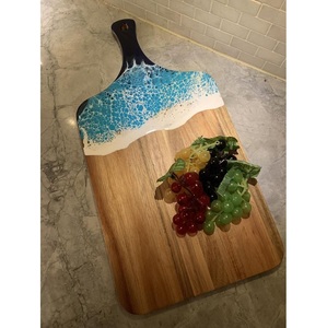 เขียงทำจากเรซินไม้แฮนด์เมดพร้อมหินอาเกตธรรมชาติแบบพิเศษ - Product Image 5