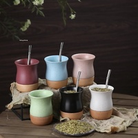 Mug classique créatif avec logo personnalisé Emerit 2026, luxe nordique japonais, simple, gourdes à yerba mate avec fond en bois pour la vente en gros