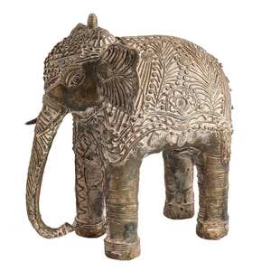 Handmade Indian Brass Antique Bronze <b>Elephant</b> Sculptures Figurine Statue Home <b>Decor</b> Gift Items Size: 27 X 20 cm SNS-954 - Product Image 2