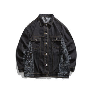 แจ็คเก็ตยีนส์ผ้าฝ้ายคุณภาพสูงสำหรับวัยรุ่นแฟชั่นลำลองพิมพ์ลาย Paisley สำหรับฤดูใบไม้ร่วง - Product Image 3