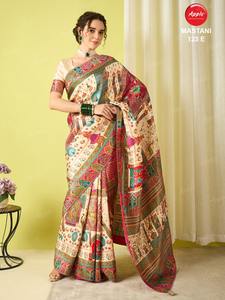 Sari en viscose pure MASTANI-123, imprimé élégant, doux et fluide, vêtement ethnique - Product Image 2