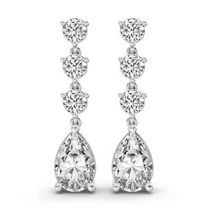 Teardrop Pear Round Lab Grown <b>Diamond</b> <b>Dangle</b> <b>Earrings</b> 1 Ct Tw F-G Color VS Clarity 8 <b>Diamonds</b> 14K Solid Gold Fluid Motion Sway - Product Image 3