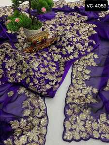Insian Wedding Wear Fancy Embroidery Work Saree With Rangoli Silk Ready to Wear Fancy Pattern and Dori Pattern Blouse for Saree - Product Image 6