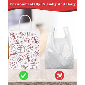 Medium Kraft Paper Shopping Bags Customizable Christmas & Party Favor Bags Bulk Pack White <b>Present</b> Paper <b>Box</b> - Product Image 5