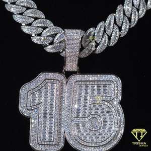 Iced-Out Custom "<b>Number</b>" Pendant VVS Moissanite Diamonds in 925 Sterling Silver | Hip Hop Bling Jewelry - Product Image 6