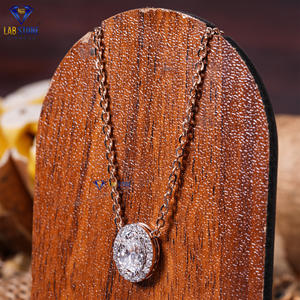 จี้เพชรสีโรสโกลด์รูปวงรีและทรงกลม1.10 TDW พร้อมจี้ EF-VS จาก labstone - Product Image 2