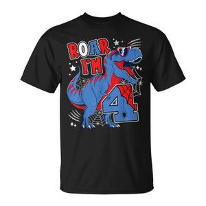 Maglietta a Tema Ragno per il 4° Compleanno dei Bambini di 4 Anni, T-Shirt Promozionale per Feste di Compleanno - Product Image 1