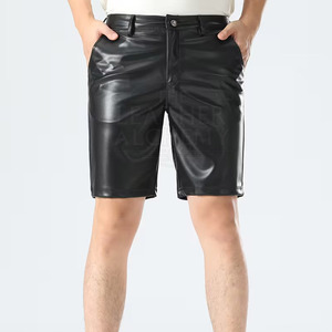 High Quality Men Leather Shorts With Modern Slim Fit Flexible Waist Soft Inner <b>Layer</b> Strong Construction - Product Image 3
