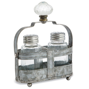 Galvanized Strapping With Glass <b>Salt</b> and <b>Pepper</b> <b>Shakers</b> Style Caddy - Product Image 5
