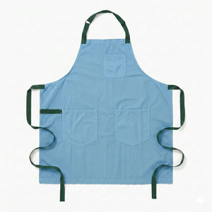 Classic Sleeveless Bib <b>Apron</b> Navy Blue Canvas Adjustable <b>Waist</b> Three Pockets Eco-Friendly Water Resistant for Cooking Daily Use - Product Image 4