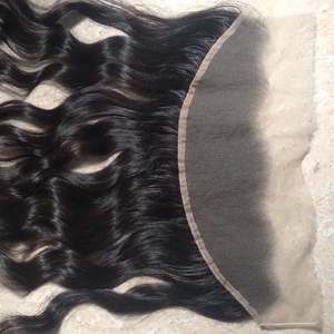 Extensions de haute qualité vierges indiennes crues noires naturelles de fermeture de dentelle de cheveux - Product Image 1