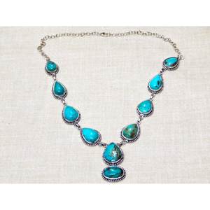 Collar de Plata de Ley 925 Hecho a Mano con Turquesa Azul Natural y Diamante para Mujer, Regalo - Product Image 3