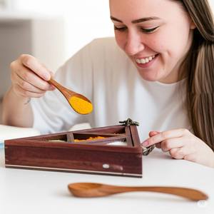 Contenedor de especias de madera para decoración del hogar y joyero Soporte de especias hecho a mano - Product Image 3