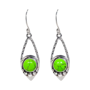 ต่างหูแบบห้อยทำมือสำหรับผู้หญิงดีไซน์เนอร์แฟชั่น925เงินสเตอร์ลิงสีเขียวเทอร์ควอยซ์ - Product Image 1