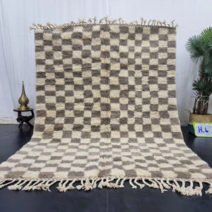 Alfombra Bereber de lana marroquí personalizable tejida a mano Beni Ourain patrón geométrico de pila alta para cualquier área de espacio de piso alfombras y juegos - Product Image 1