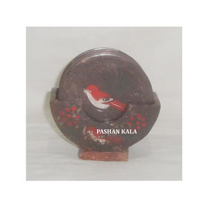 Juego de posavasos de Esteatita natural decorativo pintado a mano artístico trabajo de arte personalizado juego de posavasos de té en mayorista de bajo precio - Product Image 1