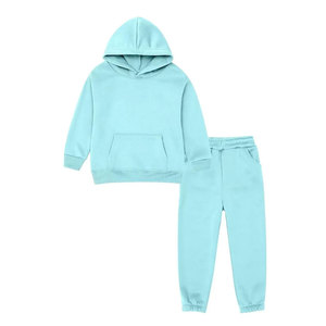 Survêtement d'hiver à capuche pour enfants, qualité supérieure, design deux pièces personnalisable, manches longues, 100 % coton, respirant et uni - Product Image 1