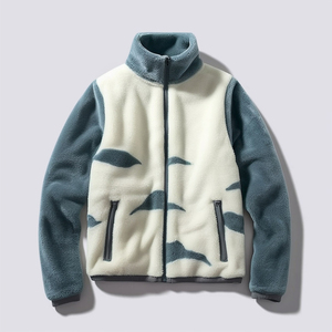 Logo personnalisé couleur unie veste d'hiver fermeture éclair ample capuche surdimensionné à manches longues Sherpa manteau d'hiver polaire veste pour hommes - Product Image 3