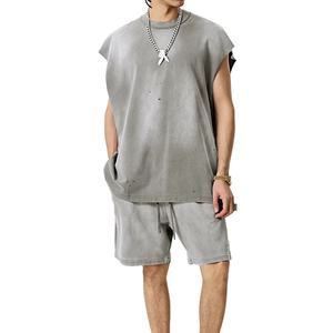 เสื้อยืดแขนสั้นสีซีดแบบผู้ชาย พร้อมกางเกงขาสั้น ผ้าเจอร์ซีย์คอตตอน 100%  แบบเรียบ ไม่มีลาย  รับสกรีนโลโก้ คุณภาพดีเยี่ยม ชุดขาสั้นผู้ชาย - Product Image 2