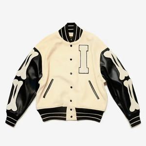 Vêtements Nouvelle Collection Custom Made Logo Design Pu Leather Poignets Manches Bouton Fermeture Pull-On-Closure Bomber Varsity Jacket - Product Image 3